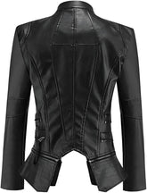 Women Gothic-Style Black Faux Leather PU Winter Biker Jacket